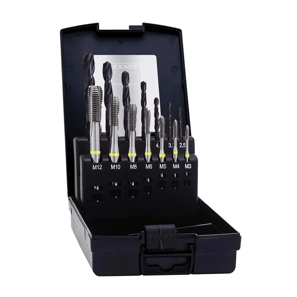 Düz Sarı Kılavuz Seti M3-M12 HSS-E + Matkap Ucu (14 Parça)