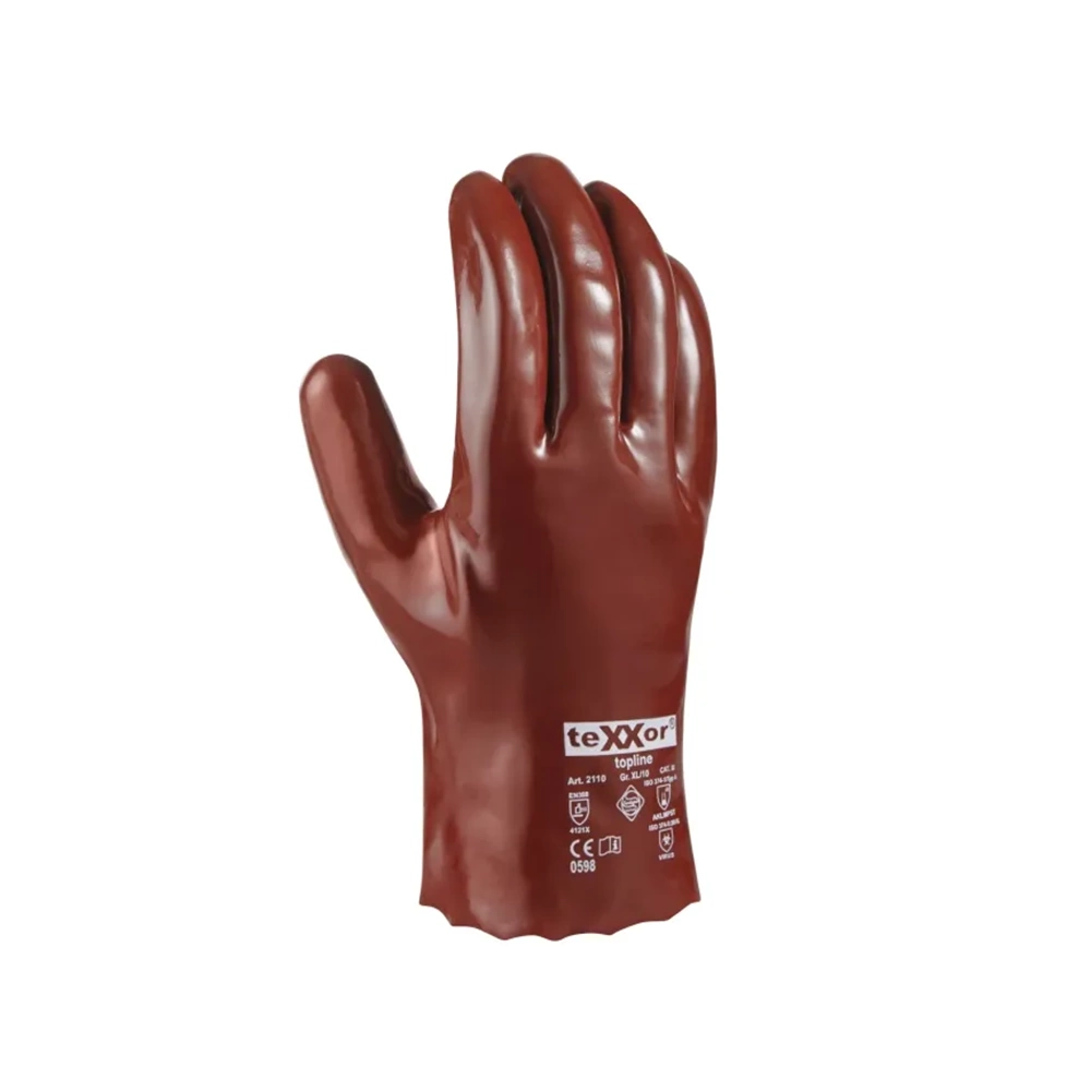 teXXor® Topline Kimyasal Koruyucu Eldiven PVC 27 cm Kahverengi