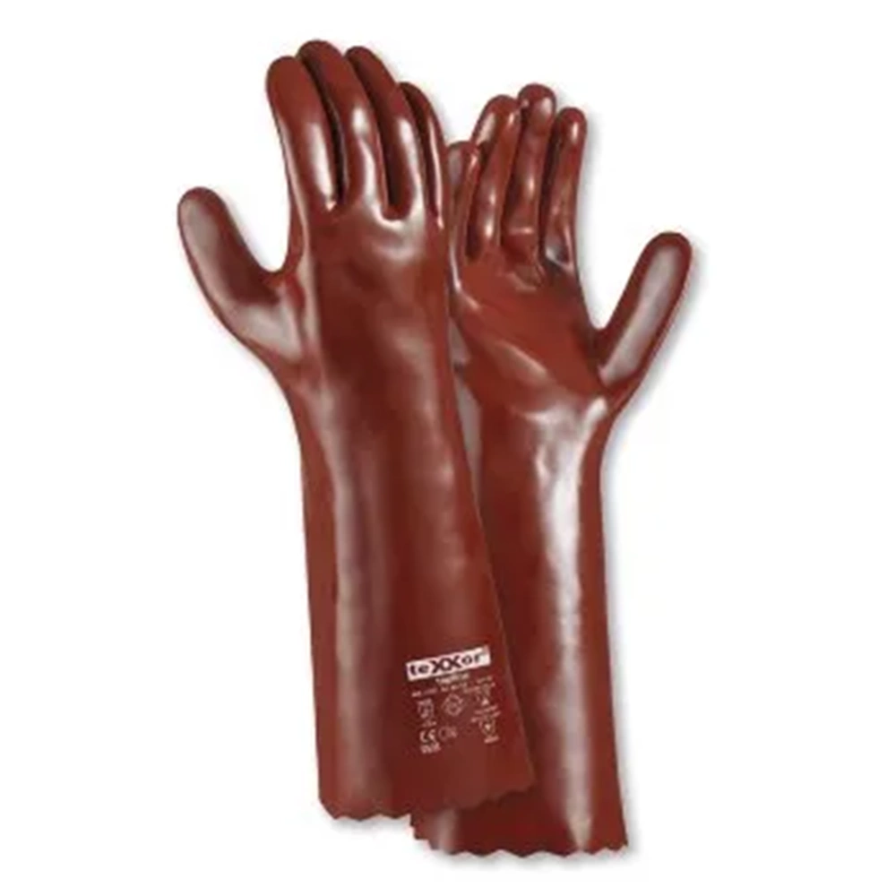 teXXor® Topline PVC Kimyasal Koruyucu Eldiven 45 cm Kahverengi