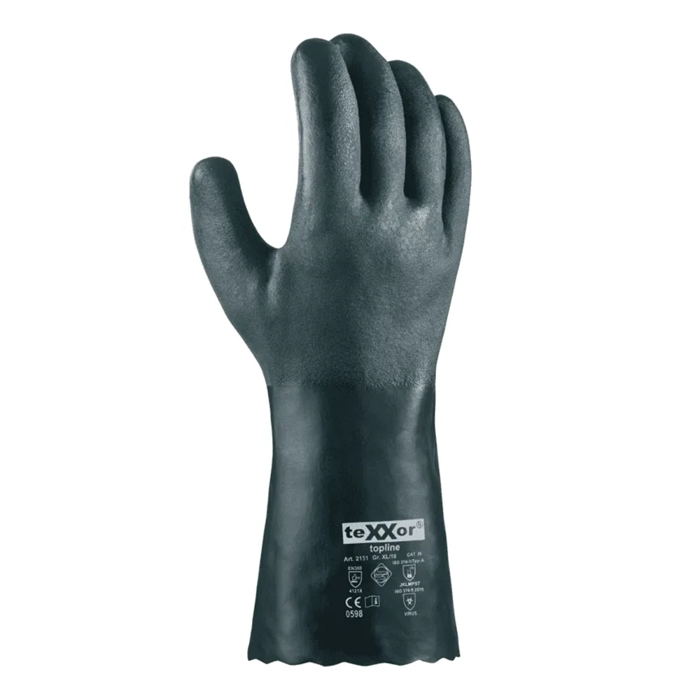 teXXor® PVC Kimyasal Koruyucu Eldiven 35 cm Yeşil