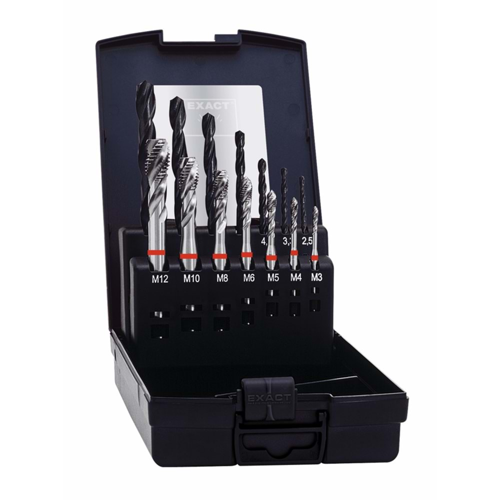 Kırmızı Helis Makine Kılavuzu + Matkap Ucu HSS-E M3-M12 (14 Parça)
