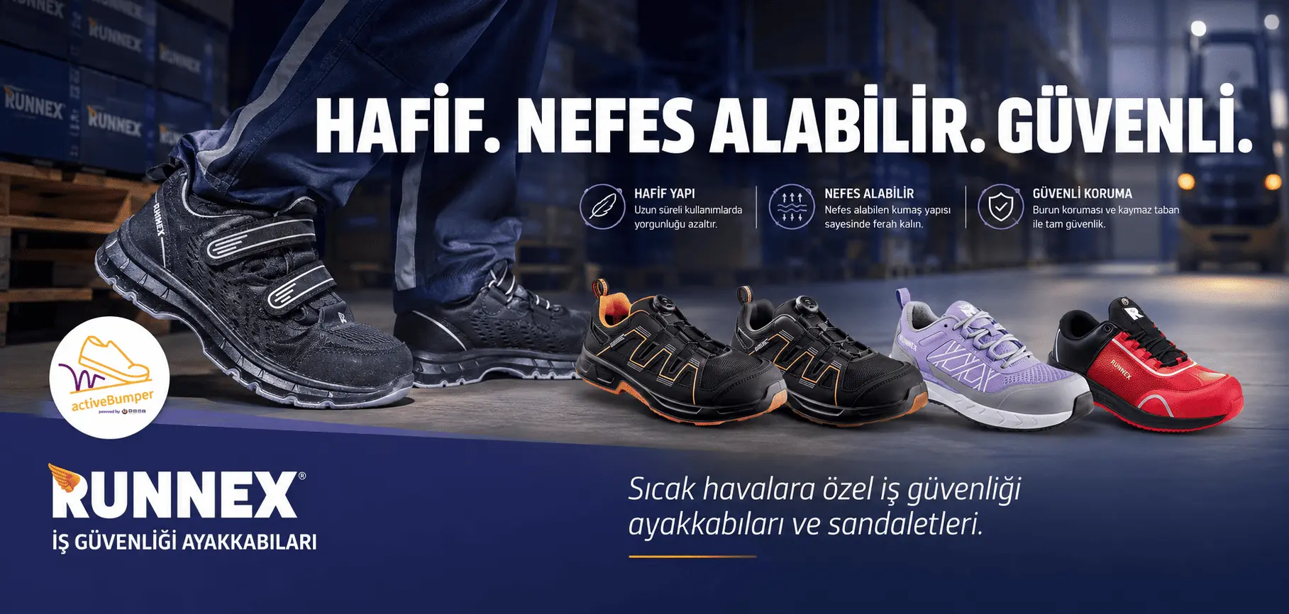Runnex hafif ve nefes alabilir burun korumalı iş güvenliği ayakkabıları ve sandalet modelleri