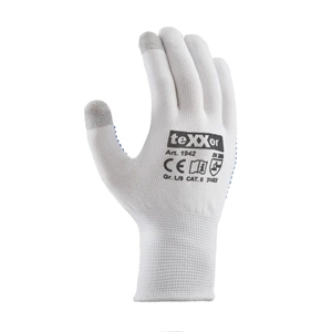 teXXor® Dokunmatik Ekran Uyumlu Pamuklu İnce İş Eldiveni Beyaz