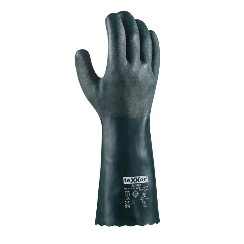 teXXor® Kimyasal Koruyucu Eldiven PVC 40 cm Yeşil