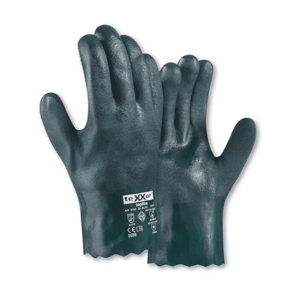 teXXor® PVC Kimyasal Koruyucu Eldiven 27 cm Yeşil