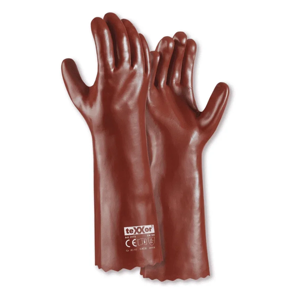 teXXor® PVC Kimyasal Koruyucu Eldiven 60 cm Kahverengi