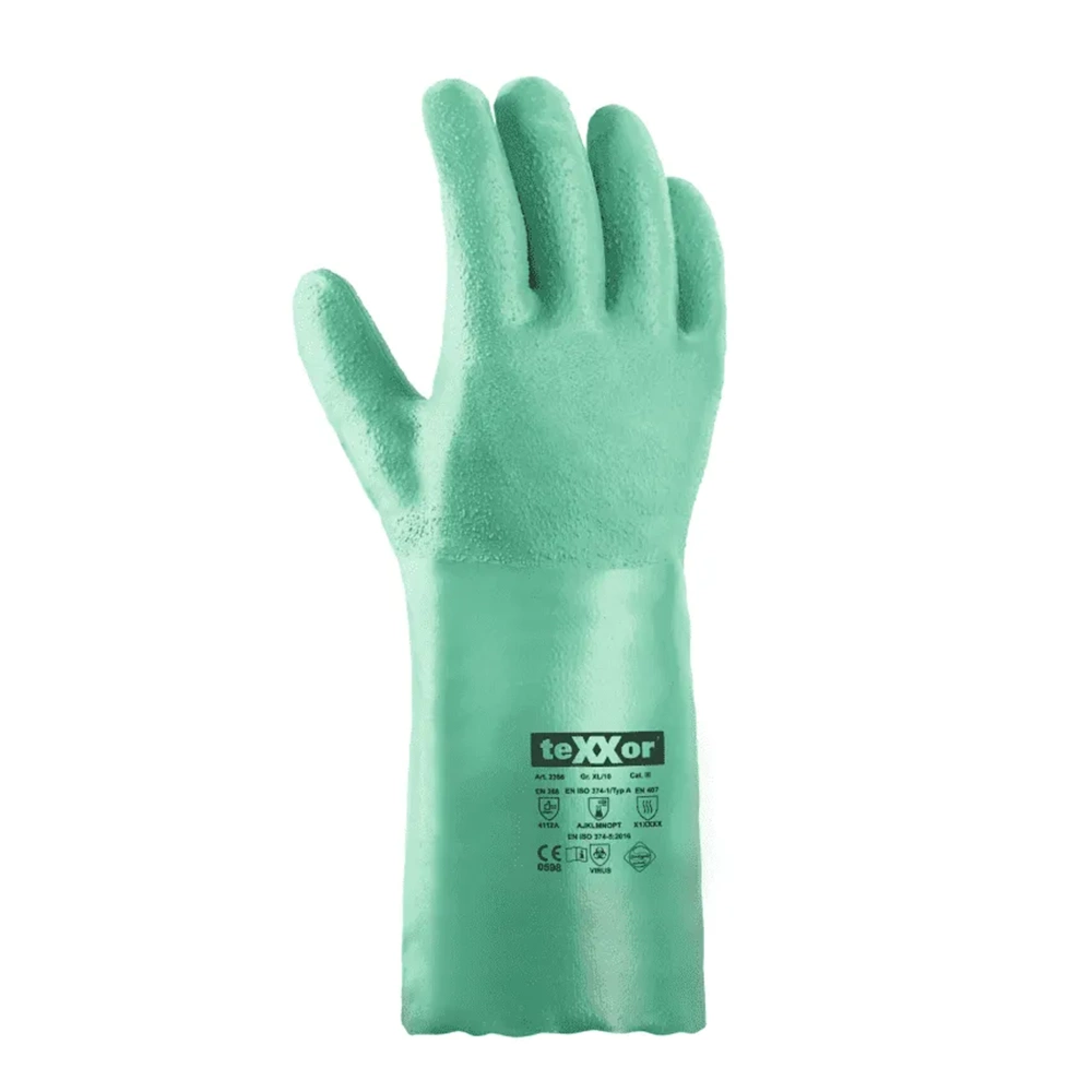 teXXor® Pürüzlü Nitril Kimyasal Koruyucu Eldiven 46 cm Yeşil