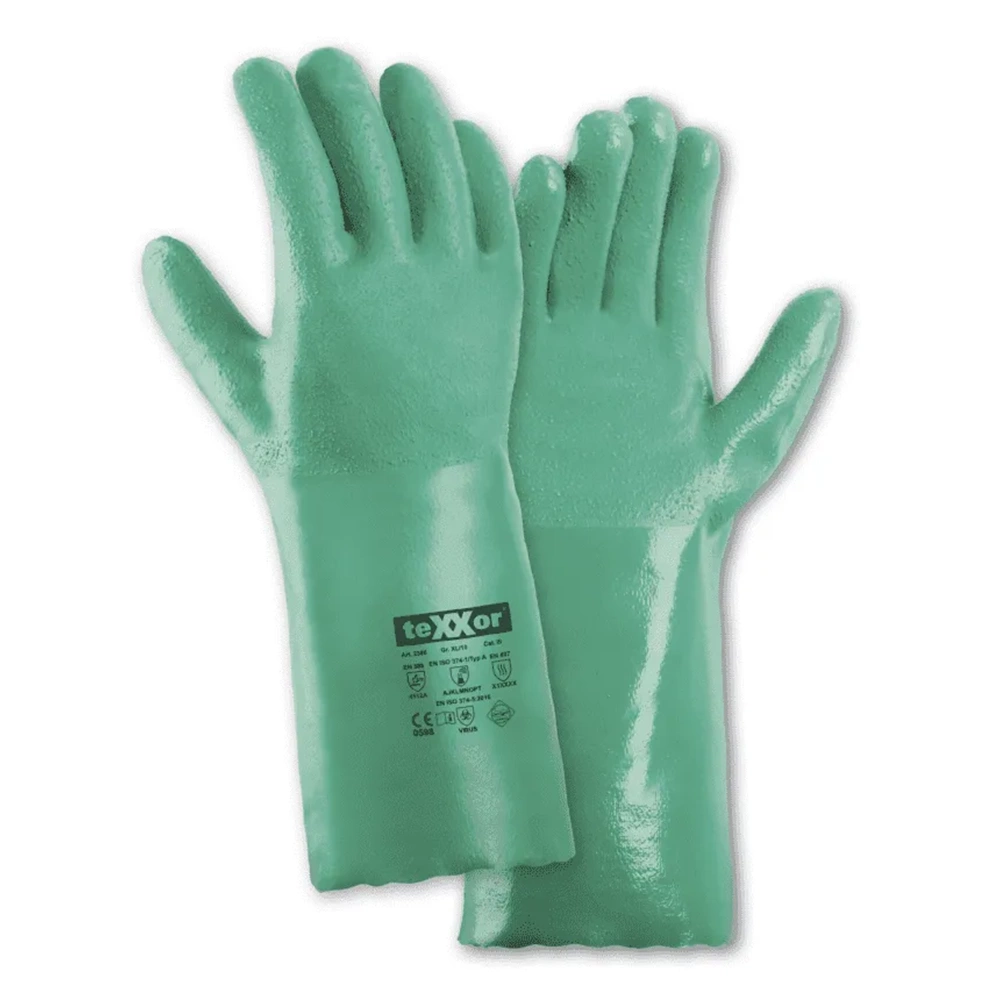 teXXor® Pürüzlü Nitril Kimyasal Koruyucu Eldiven 46 cm Yeşil