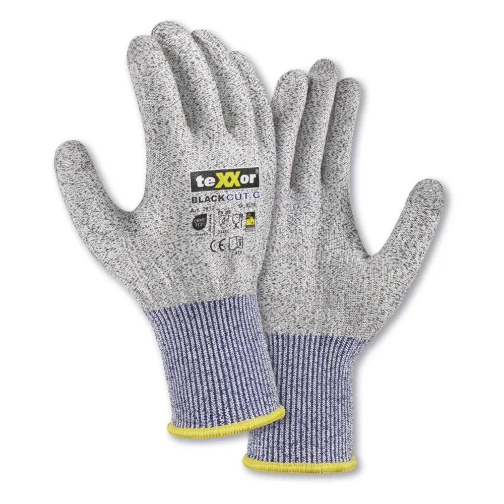 teXXor® Black Cut® C Kaplamasız Kesilmeye Dirençli İş Eldiveni Gri