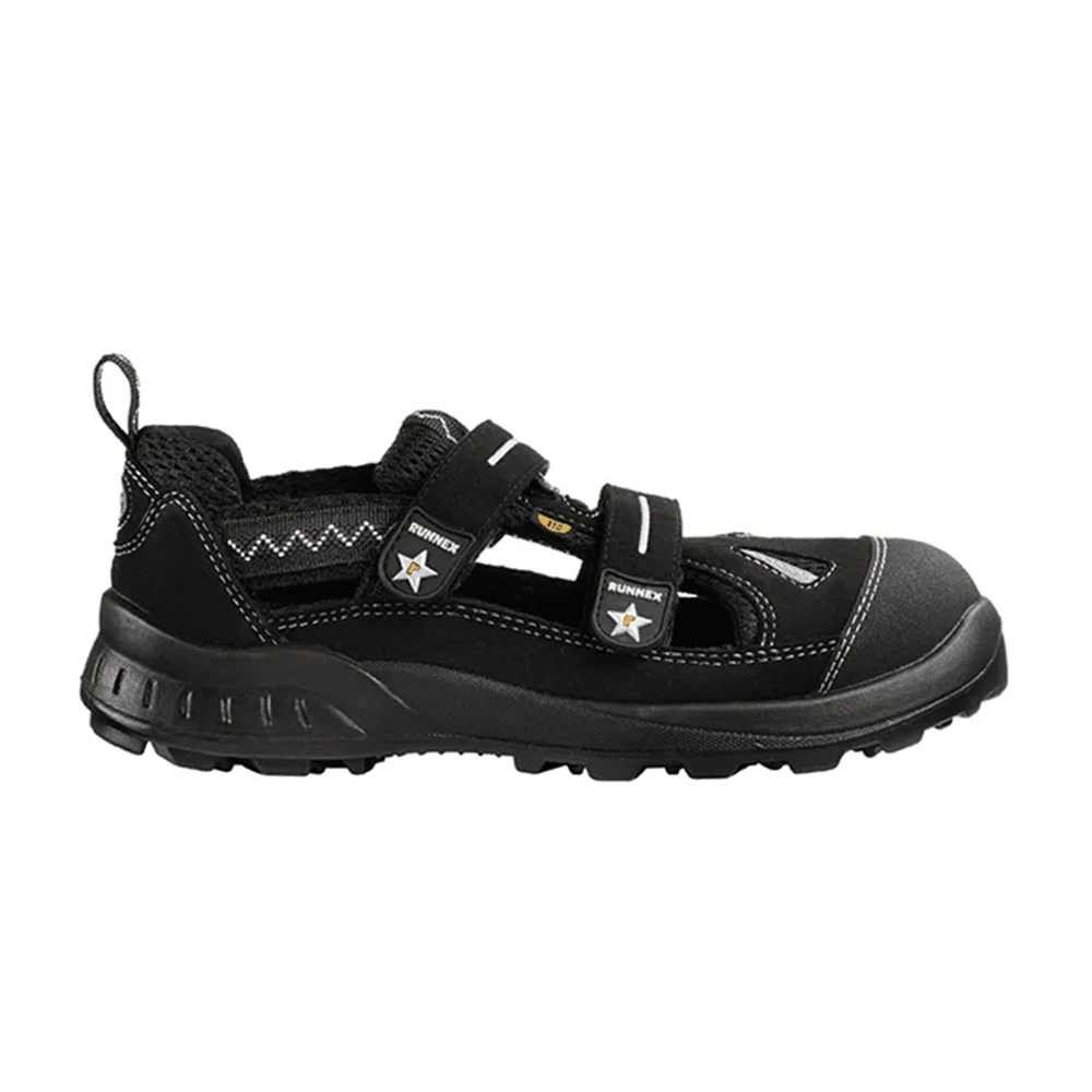 RUNNEX® TeamStar S1 ESD Alüminyum Burunlu Cırt Cırtlı İş Sandaleti Siyah