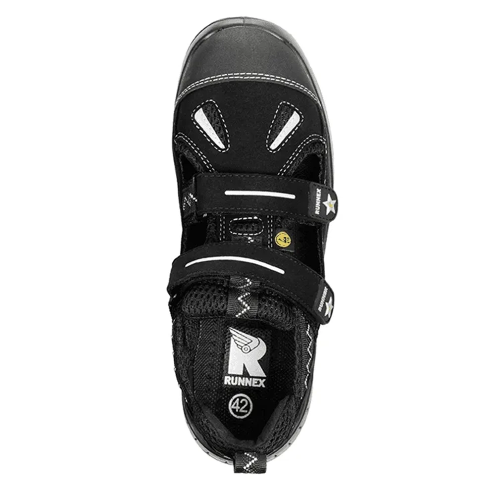 RUNNEX® TeamStar S1 ESD Alüminyum Burunlu Cırt Cırtlı İş Sandaleti Siyah